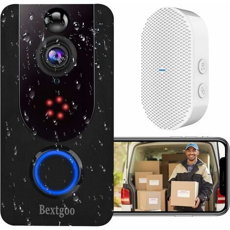 Wireless Doorbell with Camera, Wireless Video Doorbell, 1080P FHD Resolution, PIR Motion Detection, Clear Night Vision, IP66 Waterproof, 5200mAh Battery, Free Cloud Storage