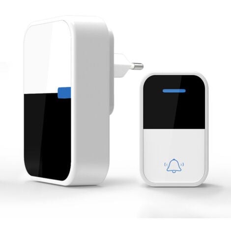 Wireless doorbell with push button and 32 melodies, White