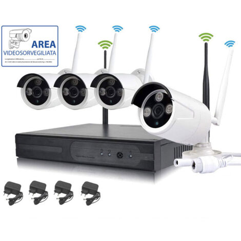HOUSECURITY WIRELESS FULL HD IP 4 CAMERAS 2 MPX WIFI REMOTE SURVEILLANCE KIT