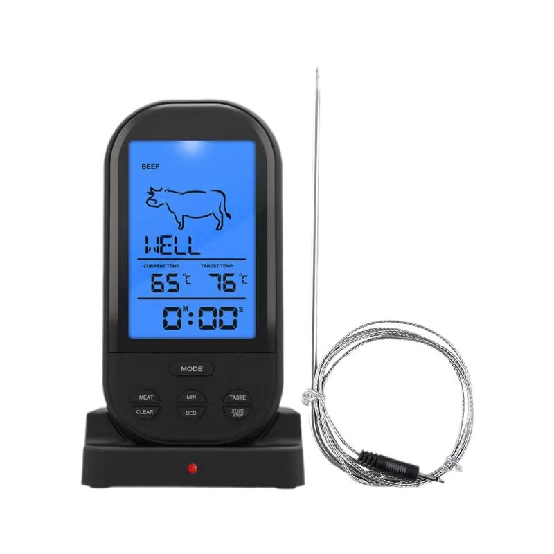 Wireless Grill Thermometer for Kitchen, Smart Grill Fork, Electronic Digital Display, Grill Thermometer, Water Thermometer (Black)