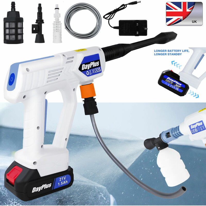 Wireless High Pressure Car Washer Gun Electirc Washing Machine & Charger & 2X Battery