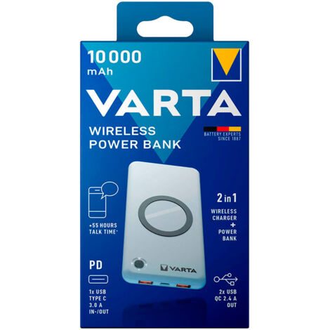 WIRELESS POWER BANK 10.000mA VARTA 100/240V