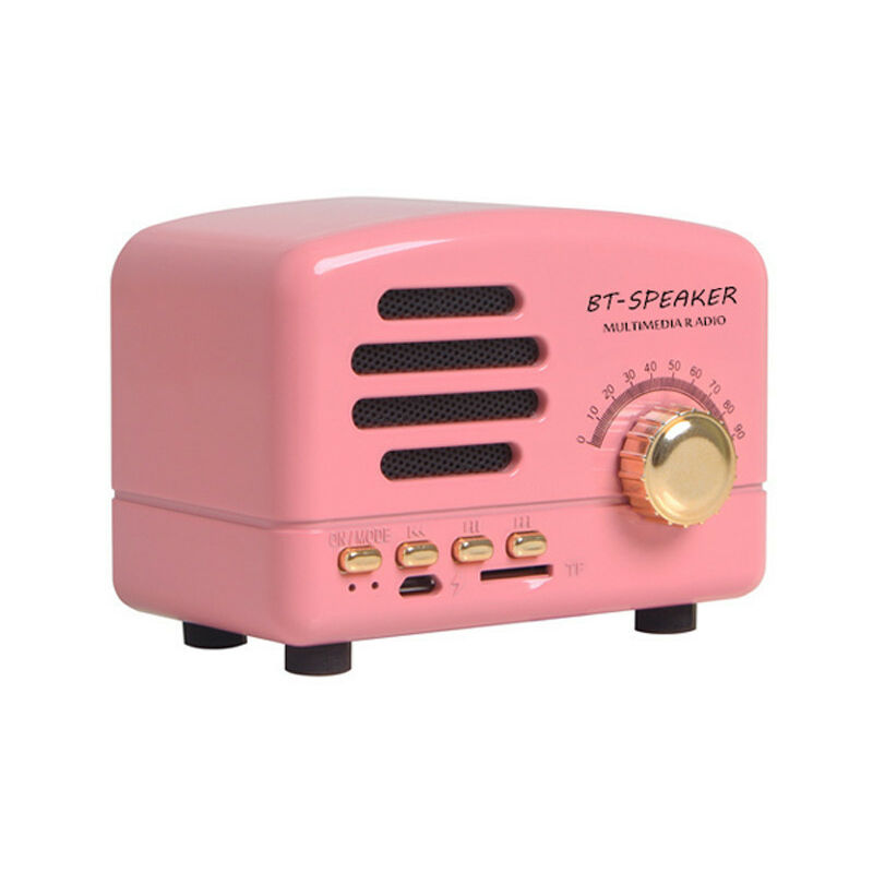 Wireless Retro Bluetooth Speaker, Outdoor Portable Retro Speaker, Rechargeable Mini Speaker (Pink)