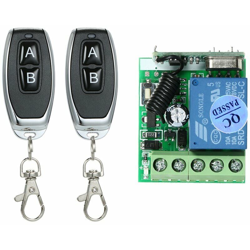 Wireless Switch, dc 12V 1Ch Remote Control Switch with 2 Remotes