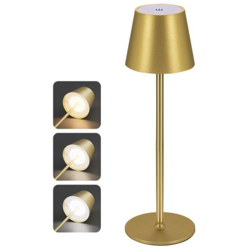 Wireless Table Lamp, Rechargeable LED Desk Lamp, Touch Dimmer, 3 Color Temperatures, Bedside Lighting