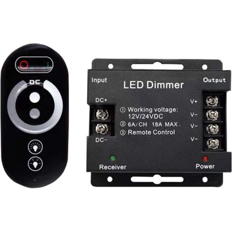 Wireless touch dimmer for 12V LED lamps - 12V DC with remote control - 18A wireless touch dimmer