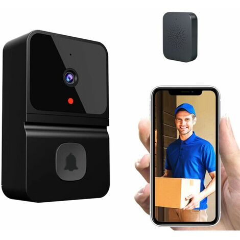 Wireless Video Doorbell Camera Smart Doorbell with 450P Night Vision 2-Way Audio Cloud Storage Battery Powered Black