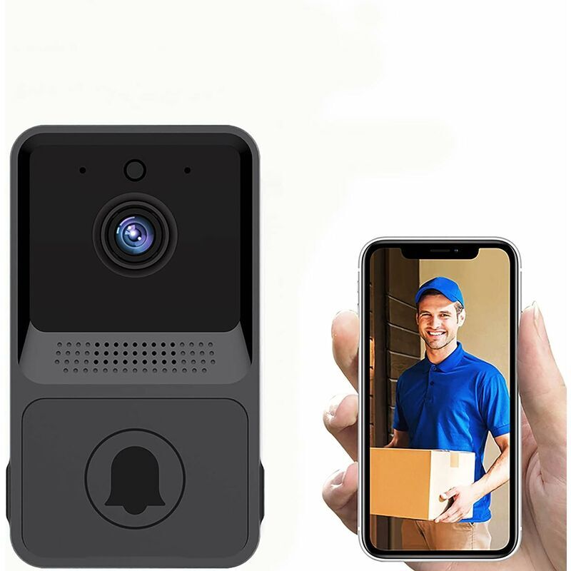 AlwaysH Wireless video doorbell, compatible smart doorbell works with, connects wirelessly to doorbell 1080p camera with battery, two-way audio