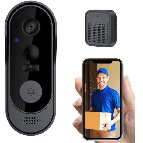 Wireless video doorbell, no subscription required, 1080p HD video doorbell with ringtone, 2.4 GHz Wi-Fi.