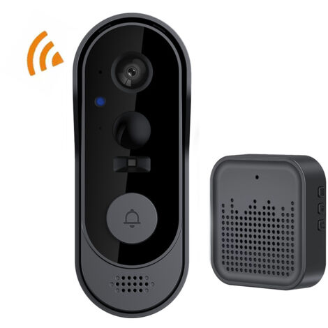 Wireless video doorbell (no subscription required), 1080p, with chime, two-way audio, night vision, 2.4 GHz Wi-Fi, for indoor and outdoor use.