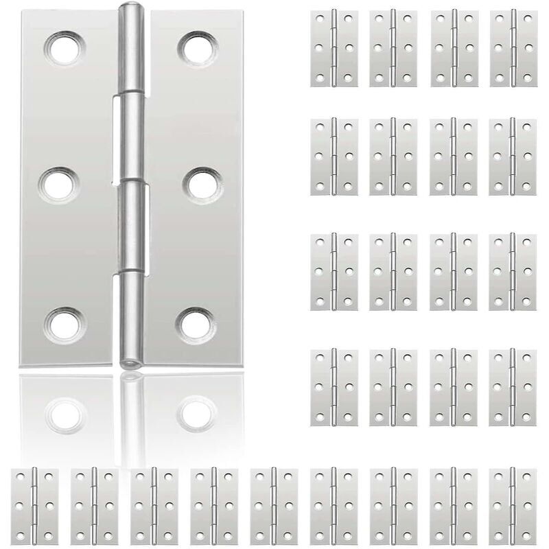 24 Pcs Small Door Hinges, Stainless Steel Hinge, DIY Door Hinges for Cupboard Door, Piano Hinge, Jewelry Boxes, Home Furniture, Cabinet (44mm 32mm)