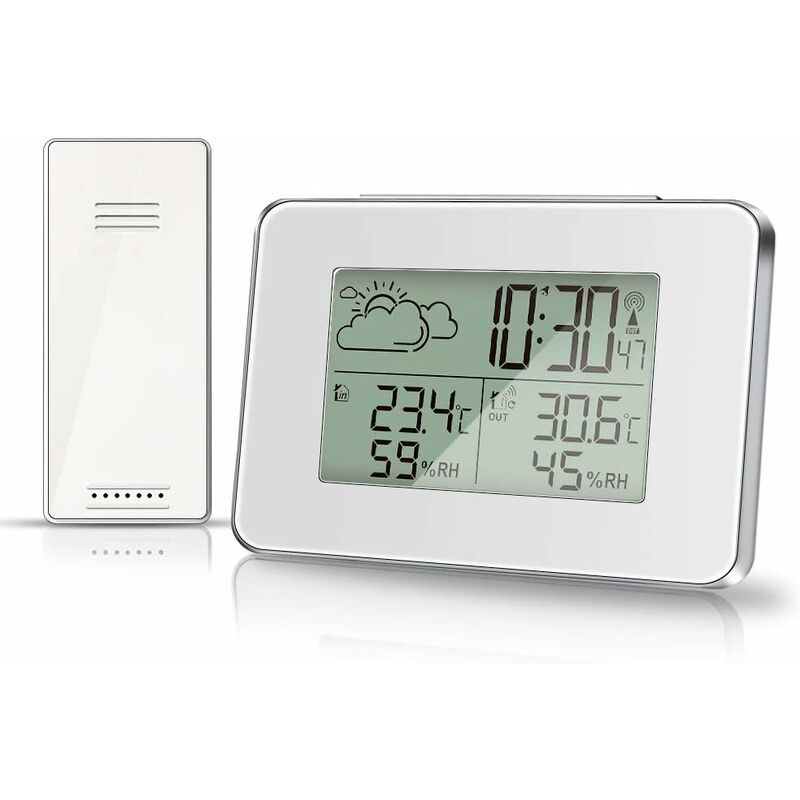 Wireless Weather Station, Indoor Outdoor Thermometer Hygrometer with Outdoor Sensor lcd Display Digital Temperature Humidity Monitor with Backlight