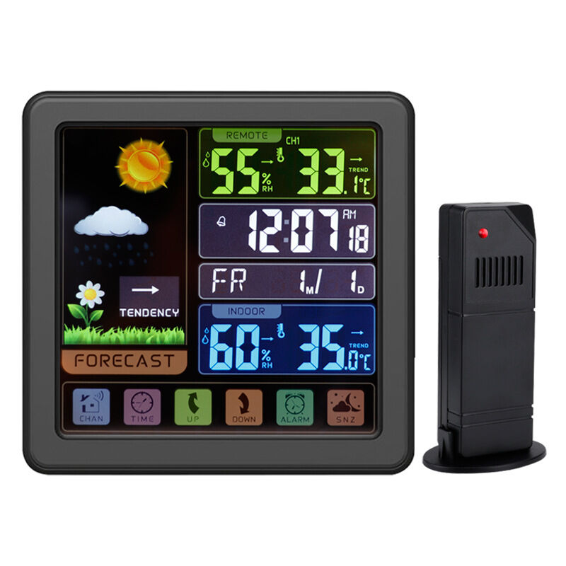 Wireless Weather Station, TS-3310 Full Touch Screen Indoor and Outdoor Thermohygrometer Weather Forecast (black)