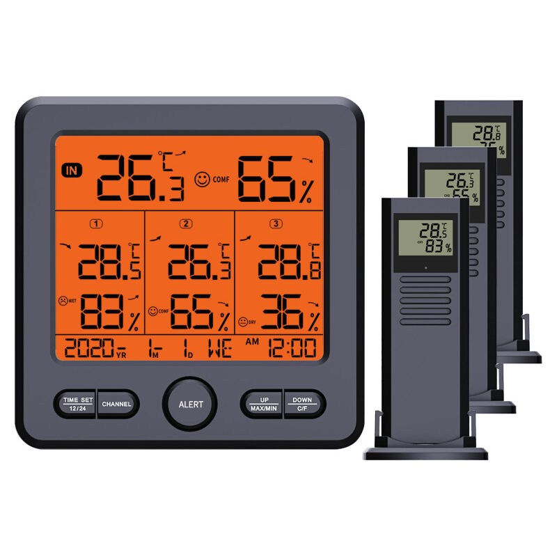 Wireless weather station with 3 sensors (black)
