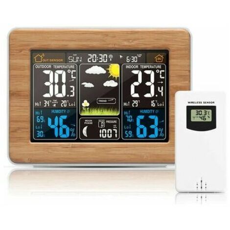 Wireless Weather Station with Barometer/Weather Forecast/Alert, Color Screen Indoor/Outdoor Multifunction Clock Thermometer Hygrometer