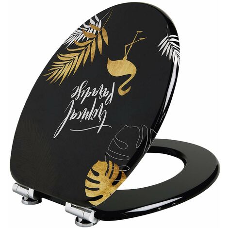 Wirquin 20722717 - Sedile WC Woody chiusura rallentata, tropicale paradisi