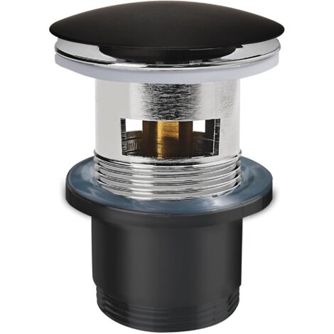 Wirquin 30722855 - Piletta per lavabo in ottone con troppopieno 80 mm e Quick-Clac, nero