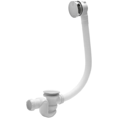 Wirquin 30723098 30723098-Scarico per Vasca con sifone ad Alta velocità e valvola di Copertura in Metallo, Bianco