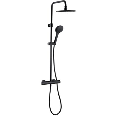 Wirquin 60722893 - Colonna doccia con miscelatore termostatico Black Roma Comfort a 5 getti, nero