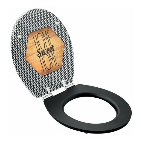 Wirquin – Abattant WC déclipsable en bois compressé multicolore – Frein de chute silencieux – Fixation par le dessus – Charnières inox