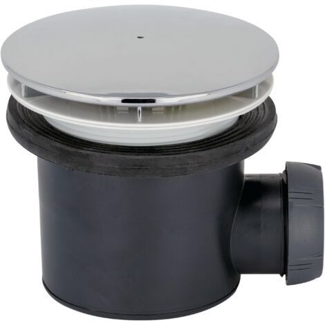 Wirquin – Bonde de douche NF Ø90 horizontale – Dôme en ABS chromé – Débit 27 L/mn – Garde d'eau 50 mm – Installation facile