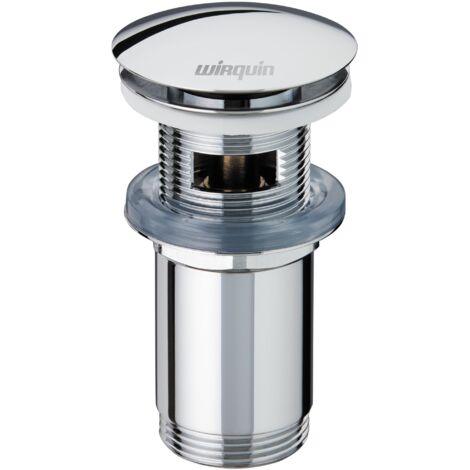 Wirquin – Bonde de lavabo clic-clac avec trop-plein – Corps long en laiton – Diamètre clapet ø 66 mm – Hauteur 100-119 mm – Installation facile