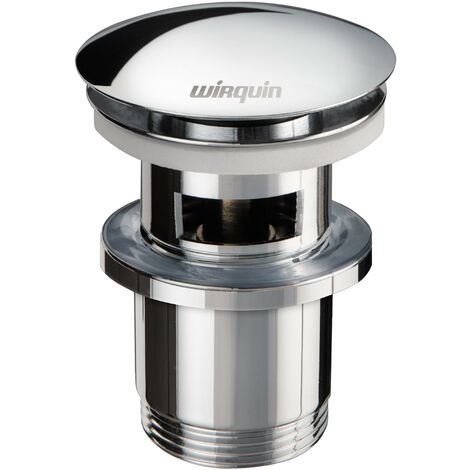 Wirquin – Bonde de lavabo Quick-Clac en laiton chromé – Trop-plein intégré – Hauteur réglable 73 à 92 mm – Diamètre clapet ø 72 mm