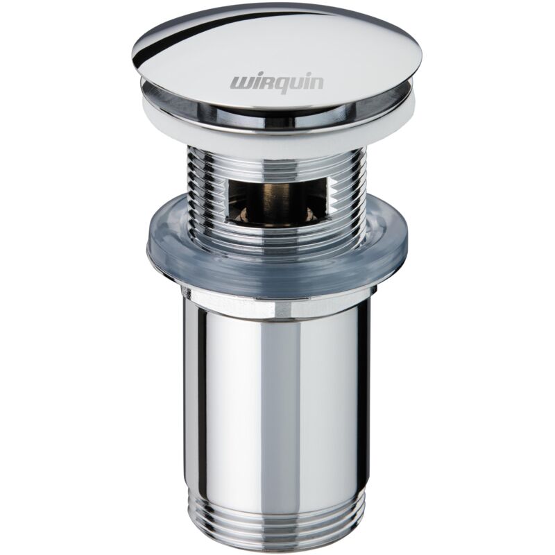 Bonde de lavabo design en laiton Quick-Clac avec trop plein et corps de bonde long Wirquin 30723390, gris