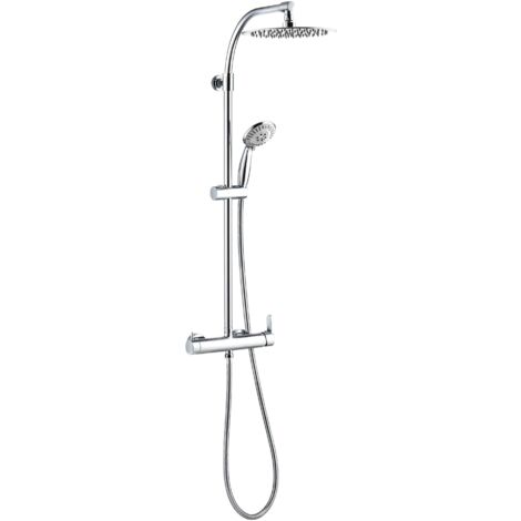 Wirquin – Colonne de douche mécanique 60721388 – Inox marine – Hauteur réglable 960 à 1200 mm – Douchette 4 jets soft – Fonction anti-calcaire