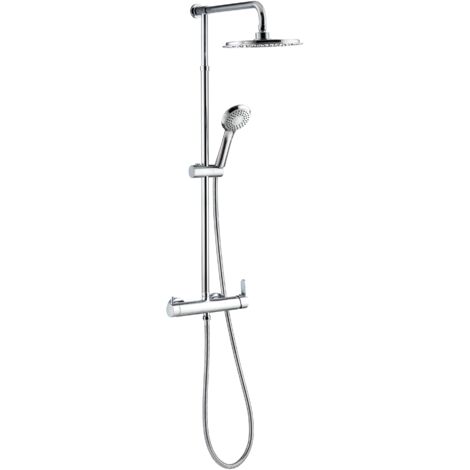 Wirquin – Colonne de douche thermostatique 60721383 – Laiton chromé – Mitigeur mécanique avec inverseur céramique – Douchette multifonction 3 jets