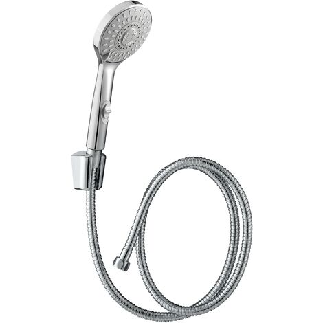Wirquin – Douchette multijets 5 jets 60720870 – Flexible inox 1,50 m – Stop jet intégré – Économie d'eau 12 l/min – Installation facile