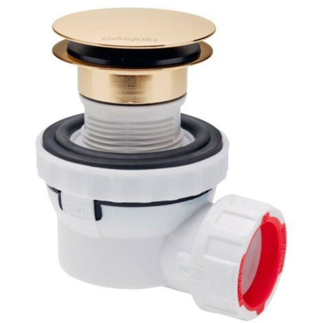 Wirquin Ensemble siphon Lavabo NANO 6.7 Ø32 + bonde Quick-Clac Hauteur 100mm or brossé