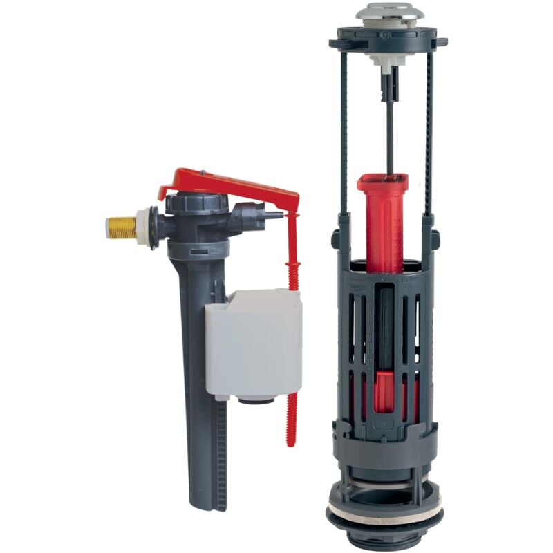 Wirquin - Chasse d'eau wc complète mécanisme wc double chasse One et robinet flotteur à alimentation latérale Jollyfill 10722123, gris