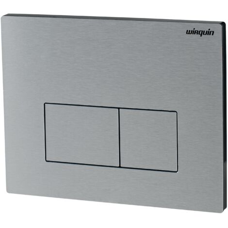 Wirquin – Plaque de commande WC suspendu – Économie d'eau double chasse – Aluminium brossé – Installation facile – Compatible bâtis CHRONO, INITIO, COMPACT