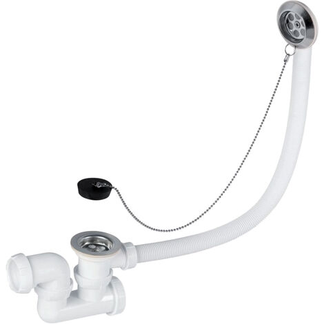 Wirquin Pro – Vidage baignoire à chaînette avec siphon orientable – Garde d'eau 50mm – Débit 47 l/min – Hauteur 260mm pour installation facile