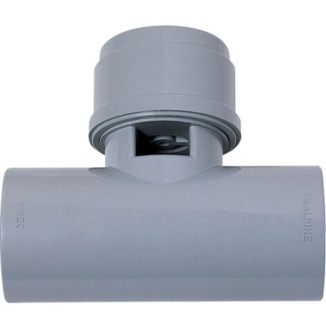 Wirquin – Raccord d'évacuation PVC anti vide en T – Sortie Ø32 mm à coller – Installation horizontale pour systèmes de drainage