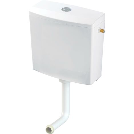 Wirquin – Réservoir de chasse d'eau semi-bas en plastique – Mécanisme double chasse 3/6 L – Robinet flotteur silencieux – Dimensions L 380 mm H 368 mm P 160 mm