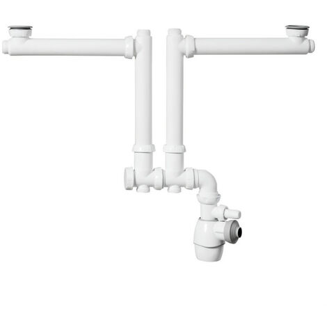 WIRQUIN Siphon double tout-en-un déporté - Pour lavabo ou évier - 2 bacs