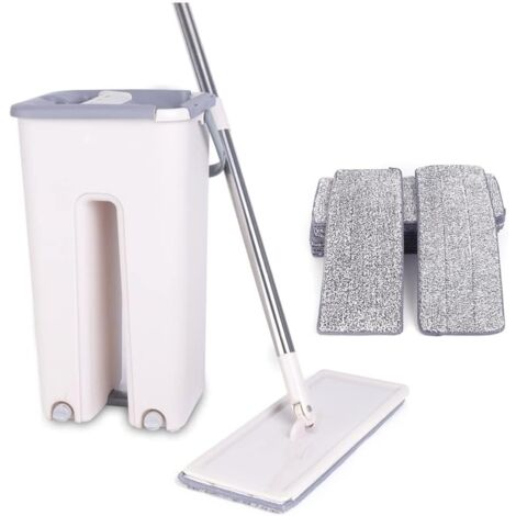 Wischmopp und Putzeimer Set mit 10 Moppads Sauber und langlebig Bodenwischer 360° Wischmop Zweikammer Nass Trockenmopps