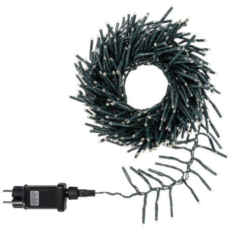 Wisdom cluster stringa catena 10 mt serie 500 luci di Natale a Led reflex 3 mm multicolore senza flash cavo verde IP44 per uso esterno ed interno professionale Multicolor 10 metri - 500 led Fissa - No