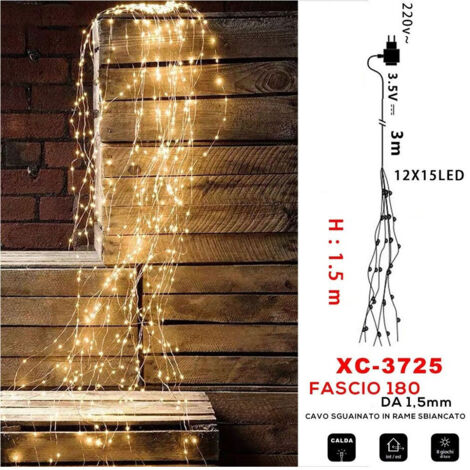 Wisdom - Fascio Luminoso 180 Microled Luce Calda Cavo Sguainato In Rame Sbiancato Xc-3725 -