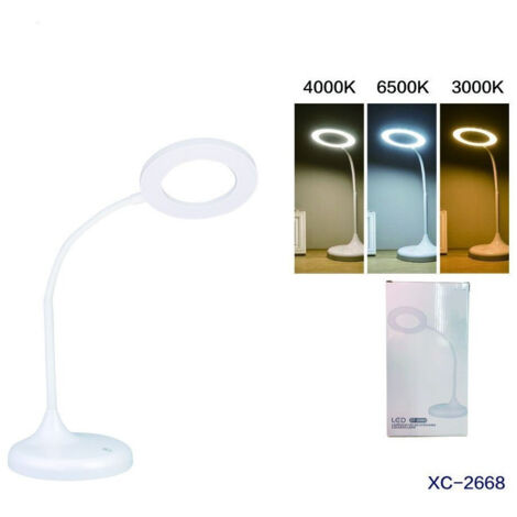 Wisdom - Lampada Scrivania Cerchio Led Touch Ricaricabile Usb Orientabile Moderno Dt-2668 -