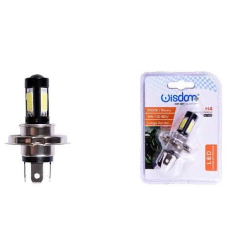 Wisdom - Lampadina Led H4 Nero Per Motociclo Luce Bianco 6500k 5watt Lunga Durata Xc-1292 -