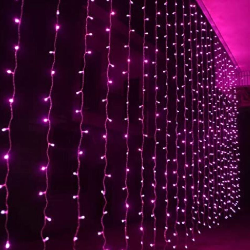 Luci di Natale tenda a cascata con 600 Led Rosa e