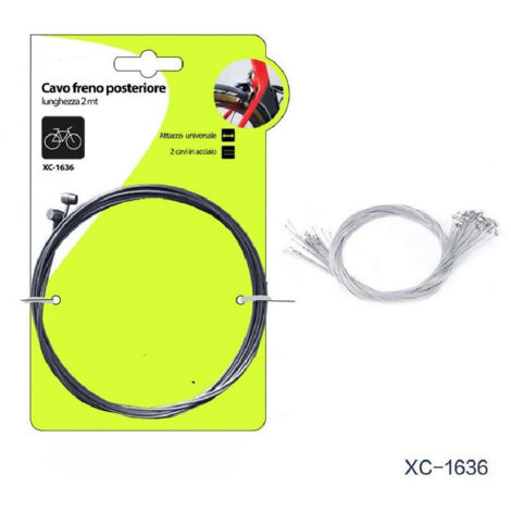 Wisdom - Set 2pz Cavo Freno Posteriore In Acciaio 2mt Attacco Universale Per Bici Xc-1636 -