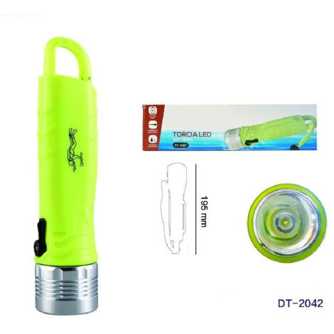 Wisdom - Torcia Led A Batteria Immersioni Subacquee Luminosita' Regolabile 195mm Dt-2042 -