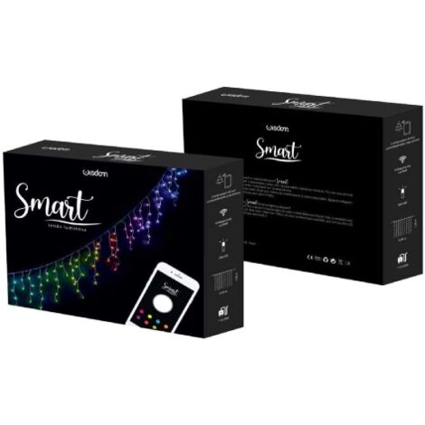 Wisdom XC-4474 tenda stalattite Smart 3,50x1,20 mt con 288 luci a led natalizie multicolore rgb collegamento wi-fi app per interno ed esterno
