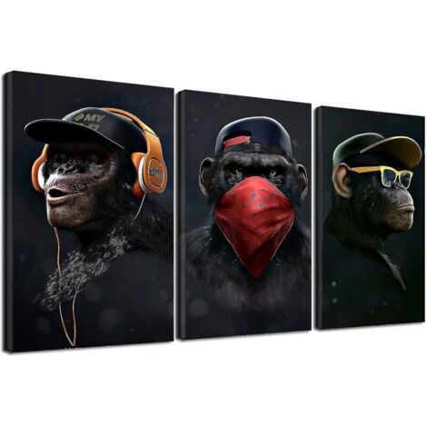 Wise Monkey Canvas Print – Canvas Art for Living Room – Modern Home Decor – 30 x 50 cm – 3 Pieces