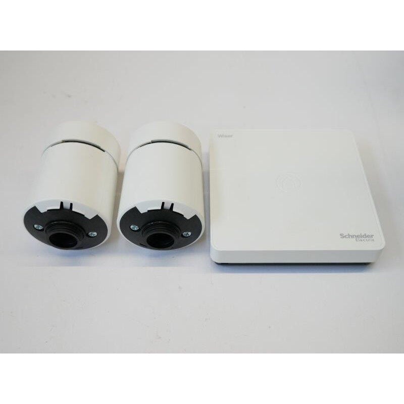 Kit de demarrage vanne thermostatique blanche connectee Wiser 2 têtes de vannes thermostatique + 1 passerelle Wiser Schneider