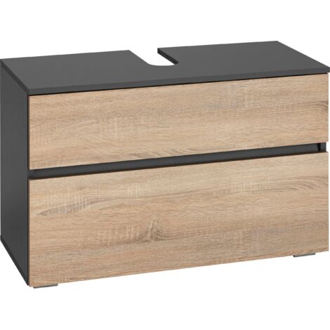 Wisla -Armoire évier avec 1 tiroir en aspect chêne anthracite